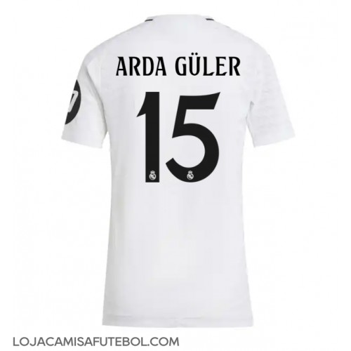 Camisa de Futebol Real Madrid Arda Guler #15 Equipamento Principal Mulheres 2024-25 Manga Curta